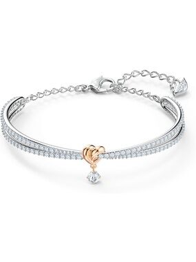 Swarovski Silver Bracelet with Rose Gold Lifelong Heart and Clear Crystal - New